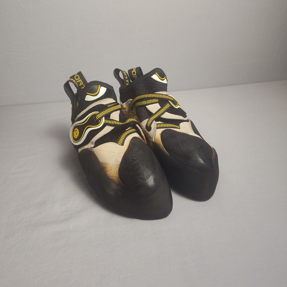La Sportiva Solution Climbing Shoes Men8.5 Yellow Black Bouldering 41 Made Italy - Picture 10 of 10